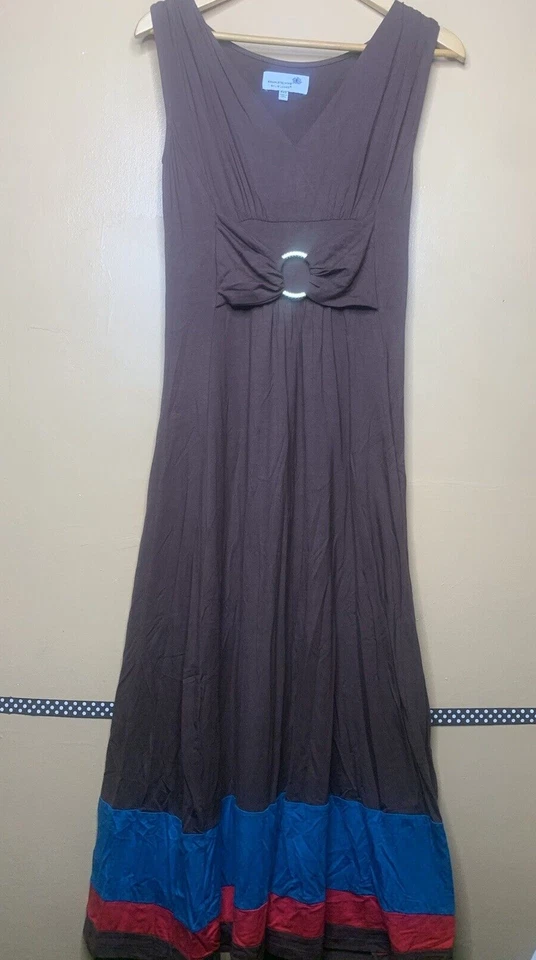 Completely Me by Liz Lange Women's XSmall Dress Maxi V Neck Brown Sleeveless - Image 2 of 4