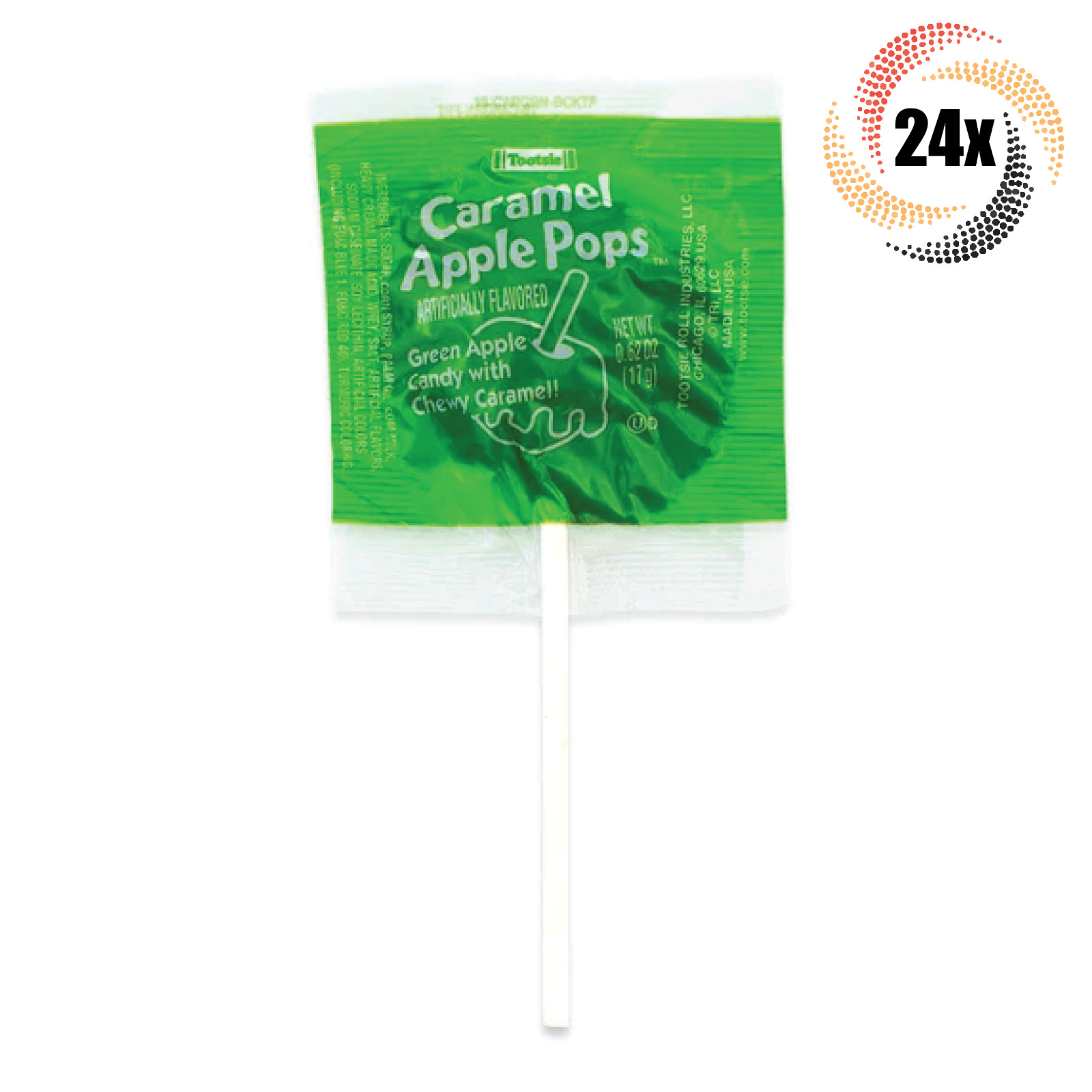 24x Pops Tootsie с зеленым яблоком и жевательной карамелью | 62 унции | Быстрая доставка!