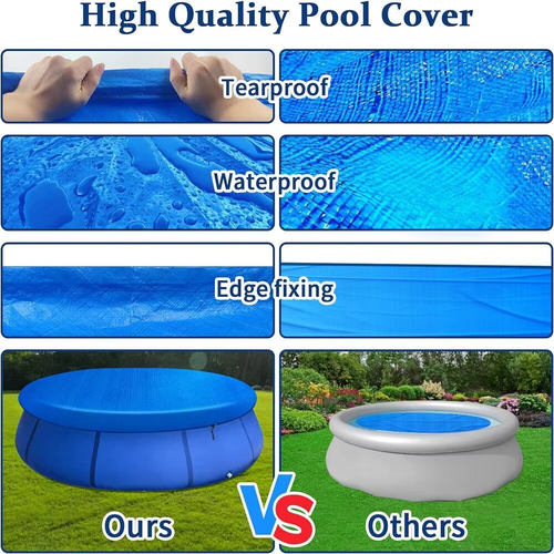 8FT Round Waterproof Pool Cover Anti-Dust Easy Setup for Above Ground Pools UK - Picture 5 of 11