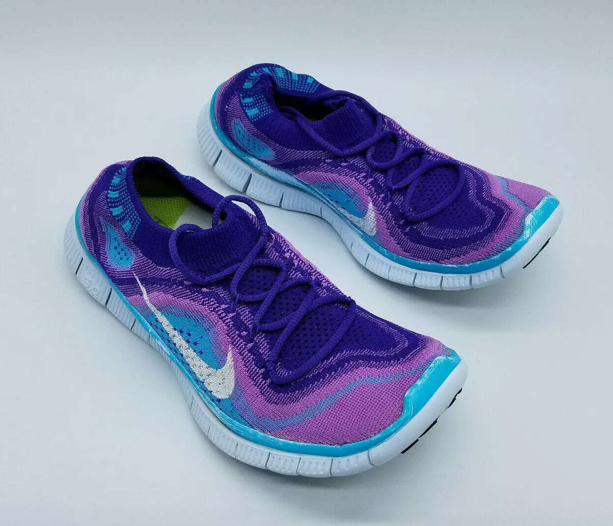 Nike 5.0+ Flyknit Women&#039;s Running Shoes Purple Blue 615806-515 Sz 7 eBay