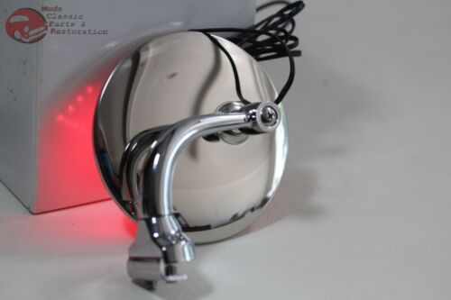 Hot Rat Rod Custom Truck 4" Exterior Peep Mirrors LED Turn Signal Curved Arms - Picture 8 of 10