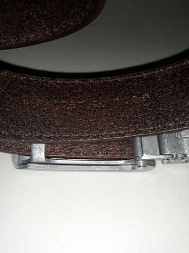 Cinturones deslizantes para hombre cinturón y hebilla de cuero genuino marrón talla 30 - Imagen 7 de 8