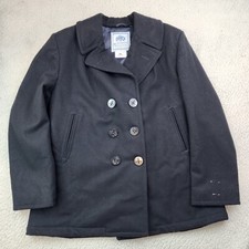 Dscp Quarterdeck Jacket Womens 18r Black Wool Navy Pea Coat Overcoat Military