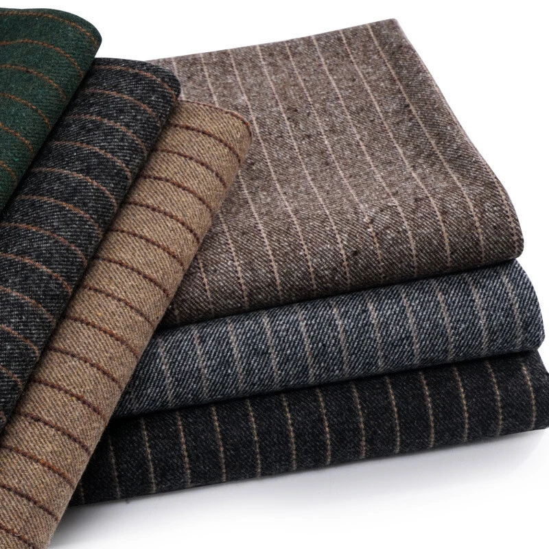 Striped Fabric Wool Blend Faux Cashmere Tweed Cloth for Suit Overcoat Pants Soft - Image 2 of 4