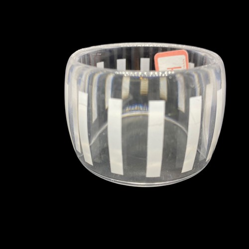 Vintage AUDREY Set of 6 Napkin Holder Rings Round Clear White Striped MCM - Picture 3 of 8