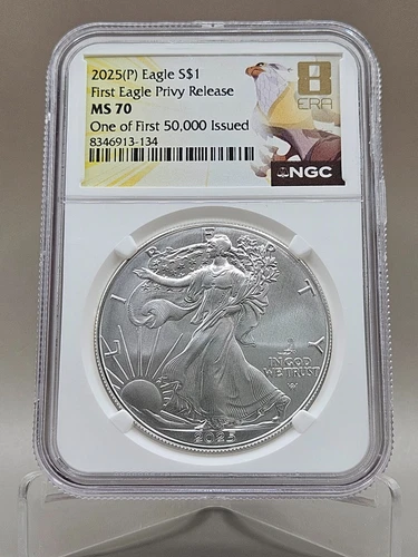 2025 Silver Eagle First Eagle Privy NGC MS 70 First 50,000 Issued