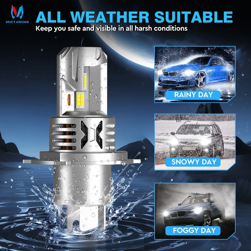 MICTUNING 2Pcs H4/H19 LED Headlight Light Bulbs 8000LM 6000K White Car Fog Light - Picture 6 of 23