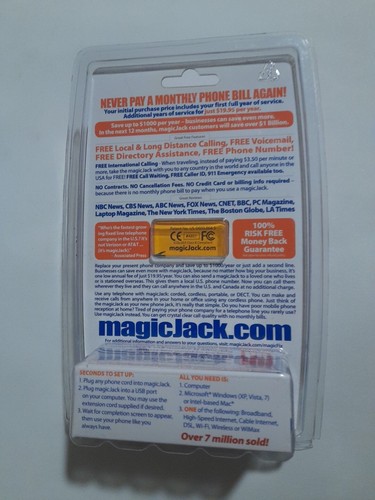 MagicJack A921 USB PC to Phone Jack Free Local Long Distance Magic Jack - Afbeelding 2 van 2