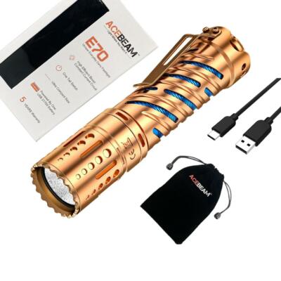 Acebeam E70 Copper LED Flashlight 4600 Lumens 5000K Warm White - NO BATTERY