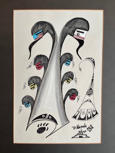  DANIEL NAMOKI HOPI ORIGINAL PAINTING  VINTAGE 1974  MATTED  24" X 18" - Picture 1 of 4