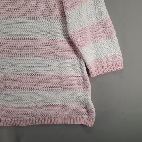 Croft & Barrow Sweater Women L Pink White Loose Knit Crew Neck 3/4 Sleeve - Bild 4 von 11