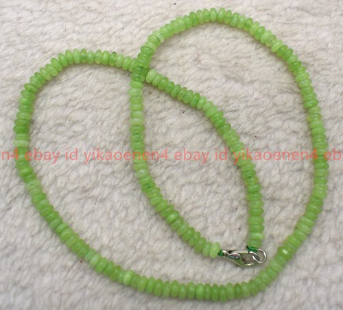 Charming Pretty 2x4mm Green Peridot Gemms Rondelle Beads Necklace 16-36in - Picture 9 of 25