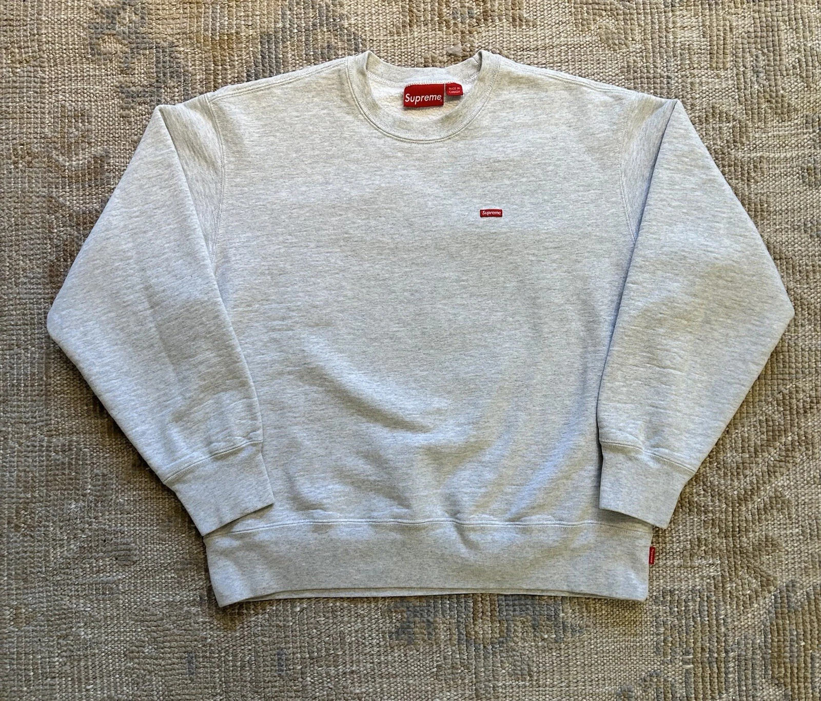 Sweat col rond Supreme petite boîte gris bruyère taille S 