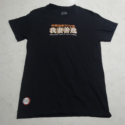PRIMITIVE X Demon Slayer ZENITSU AGATSUMA Black Small Shirt Skateboard NWOT - Foto 2 di 11
