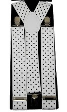 Men's Unisex Clip-on Braces Elastic Y-back Suspender "W-Polkadot" Width 1 1/2"
