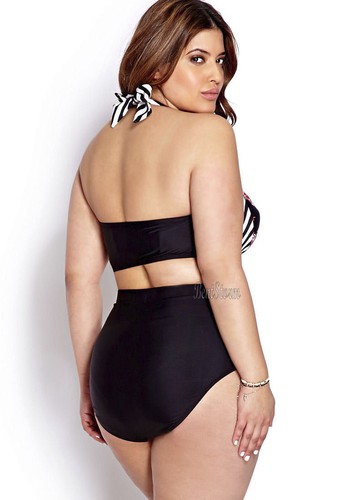 NUEVO FOREVER 21 FLORAL CHIC RETRO PINUP 2 PIEZAS CINTURA ALTA BIKINI Traje de Baño PLUS 2X - Imagen 3 de 8
