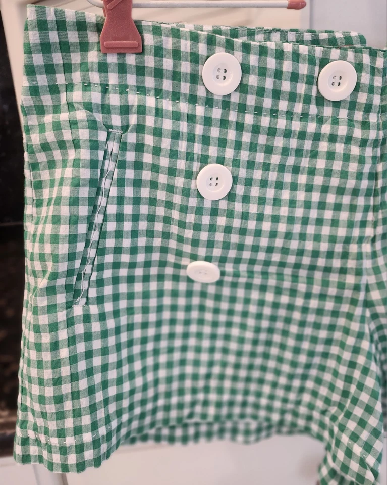 Pantalones cortos para mujer Max Studio nuevos con etiquetas verde y blanco guinga sin bandas cremallera lateral talla 10 Foto 2 de 4