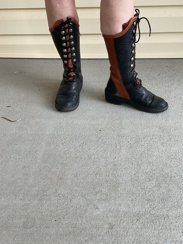 Braune schwarze Stiefel weiches Leder-Wildleder Cosplay, Gothic, Ren Faire, Western Damen 6,5-7 - Bild 8 von 19