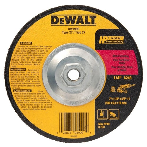 Dewalt 7 X 1/4 X 5/8-In To 11Depressed Center Metal Grinding Wheel - Picture 5 of 8
