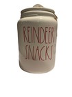 New Rae Dunn Holiday Christmas Reindeer Snacks Canister Nom Nom Magenta #239