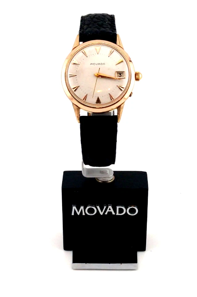 复古 Movado 1957 Calendoscope 17J 镀金手发男士手表 - 超棒! — 第 3/4 张图片