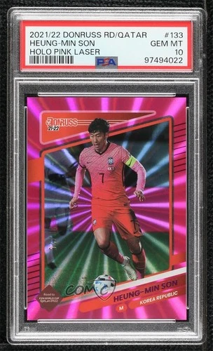 2021 Donruss Road to Qatar Holo Pink Laser /25 Heung-Min Son #133 PSA 10 GEM MT