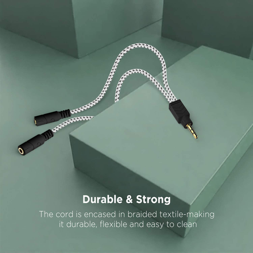 Headphone Splitter, Knitted 3.5Mm Audio Splitter TRS 3-Pole Aux Splitter Cable f - Picture 3 of 9