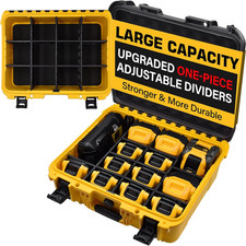 Case for Dewalt Battery Waterproof Extra Large Hard Storage Box with 8 Adjusta