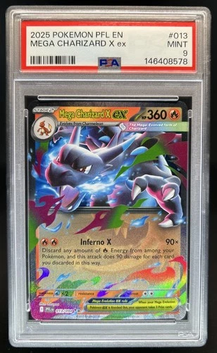 2025 Pokemon Phantasmal Flames Mega Charizard X ex Double Rare #013/094 PSA 9