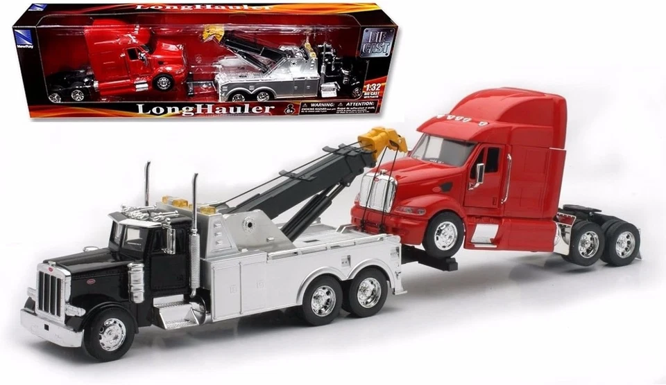 Camión de remolque Peterbilt a escala 1:32 fundido a presión - Piezas de apertura para jugar y exhibir Foto 2 de 3