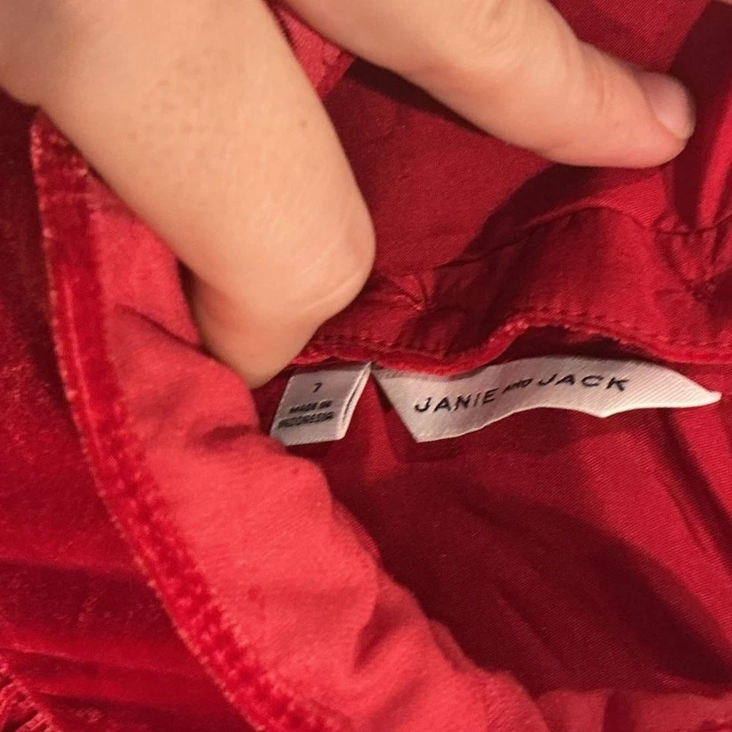 Mono Janie And Jack Terciopelo Talla 7 Rojo Vacaciones Festivo Terciopelo Volantes Foto 2 de 4