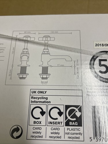 Cooke & Lewis Classic Chrome finish Hot & Cold Basin Pillar Tap Filler Pack of 2 - Picture 7 of 7