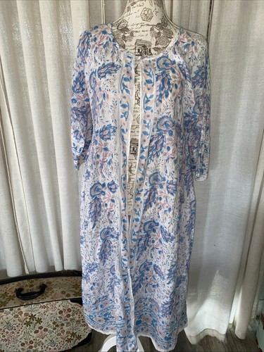 Kerry Cassill Floral Cover Up Robe Kaftan Dress Women’s Size M/L