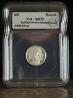 Buffalo Nickel Design 1/10 oz .9999 Silver Round - ICG MS70 Perfect Grade