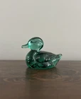 Fenton Miniature Green Duck Glass Figurine