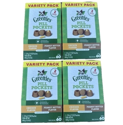4 BOXES 240 Ct Greenies Pill Pocket Value Pack Chicken & Peanut Butter EXP 12/25