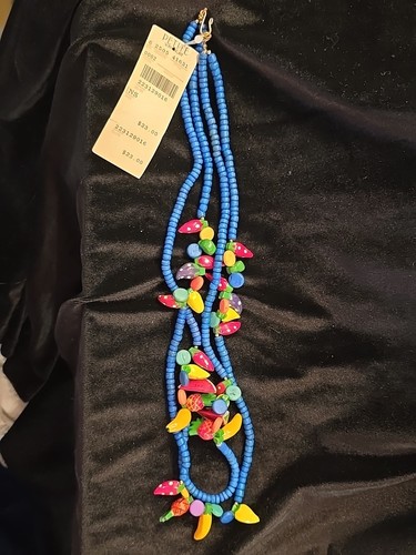 COLLANA 28" VINTAGE ANNI 80 PETITE SOPHITICATE FRUTTA CHARM MULTIFILO COLORATA - Foto 2 di 6
