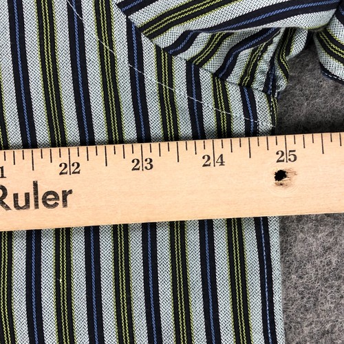 Ermenegildo Zegna Shirt Mens XL Green Blue Striped Button Up Long Sleeve Cotton - Picture 10 of 14