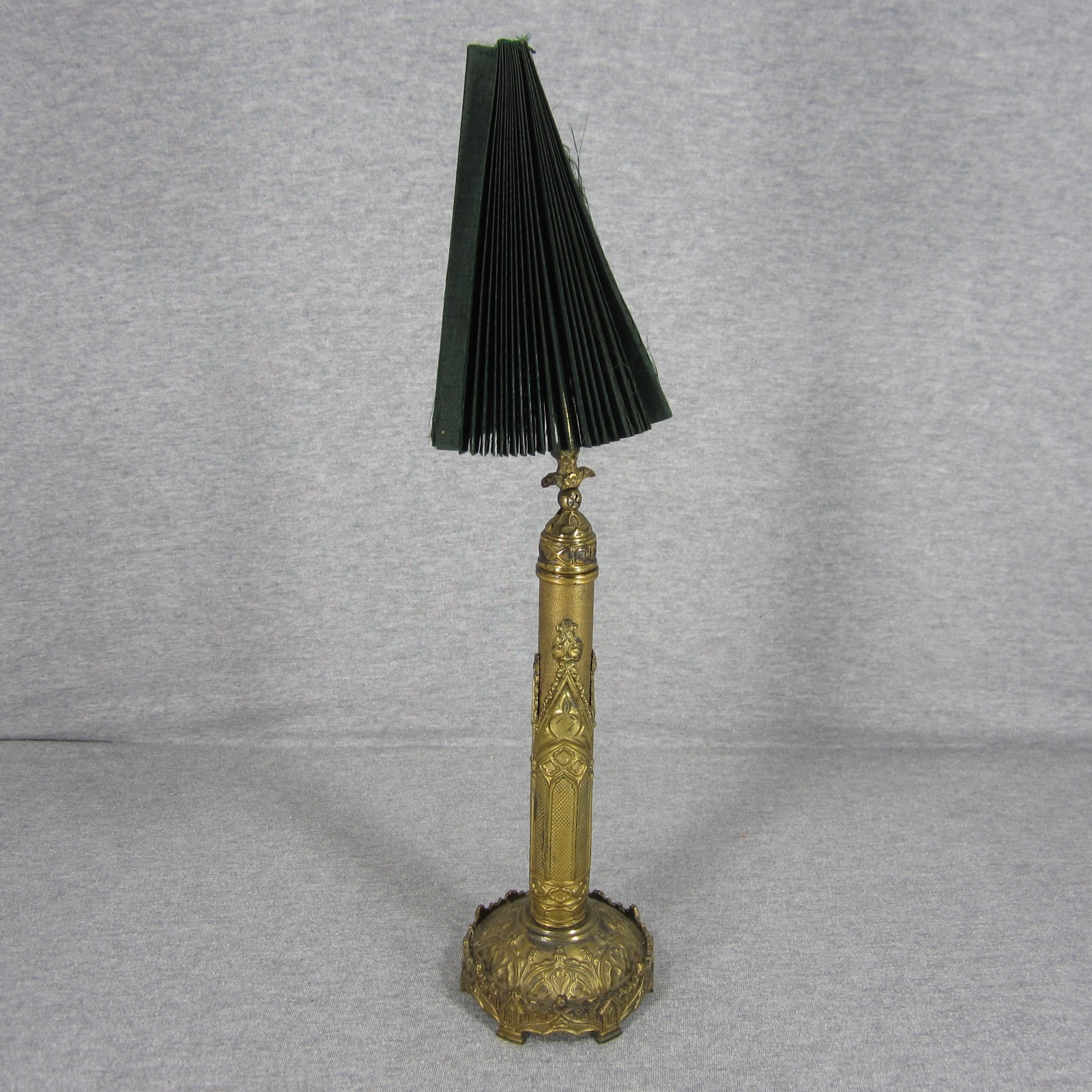 Antique Brass Gothic Candle Screen - Gilt Bronze Days Patent England Table Fan