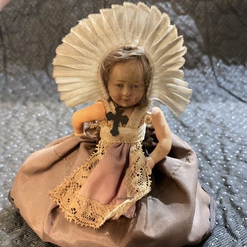Vintage Miniatur Zelluloid Puppe 8 cm groß ~ signiert nach hinten "France 9" - Bild 6 von 10