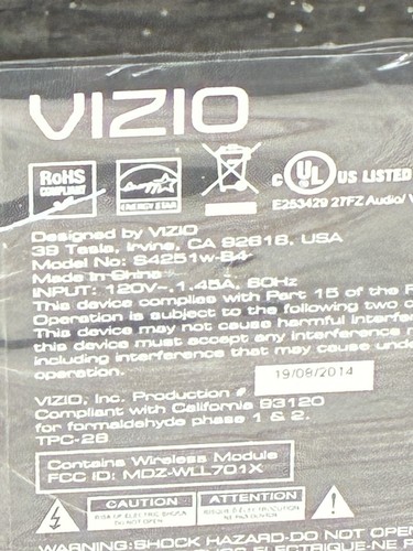 Vizio Subwoofer Model S4251w-B4 Eingang 120V 1,45A Hz Funkmodul Sehr Gut - Bild 16 von 17