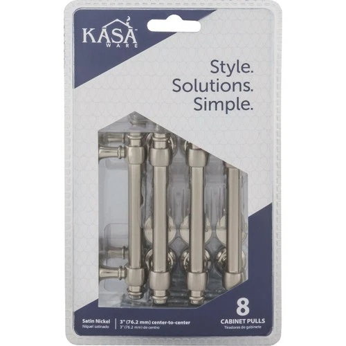 KasaWare 4" Overall Length Beveled Edge Satin Nickel Bar Pull (8-Pack) Hardware - Picture 3 of 3