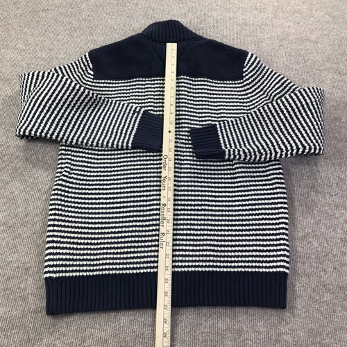 Tommy Hilfiger Sweater Mens Large Navy White Striped Half Zip Pullover Lambswool - Picture 9 of 14