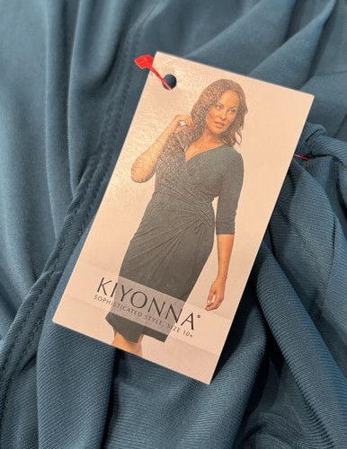 KIYONNA (neu mit Etikett) skurriles Wickelkleid 3X Made in USA türkis - Bild 6 von 18