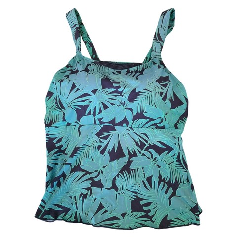 Lands End Badeoberteil 1x Damen Übergröße 16W-18W Regal BH Tropical Print blau