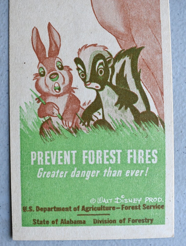 Walt Disney Bambi 1944 US Forest Service Prevent Forest Fires Bookmark Ruler - Picture 3 of 5