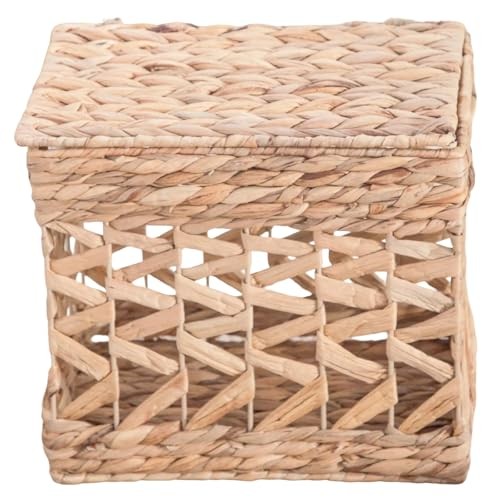 Handwoven Water Hyacinth Storage Basket with Handles – Rectangular Woven Lidded - Picture 2 of 8