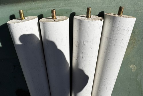 4 Vtg Mid Century Danish Modern Wood Table Legs 11.75” White Crafter - Picture 3 of 4