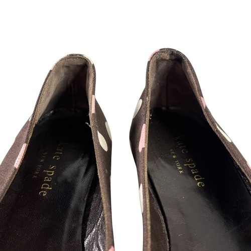 Kate Spade Shoes Womens Size 6 Brown Pink Polka Dot Ballet Flats Made in Italy - Picture 7 of 10