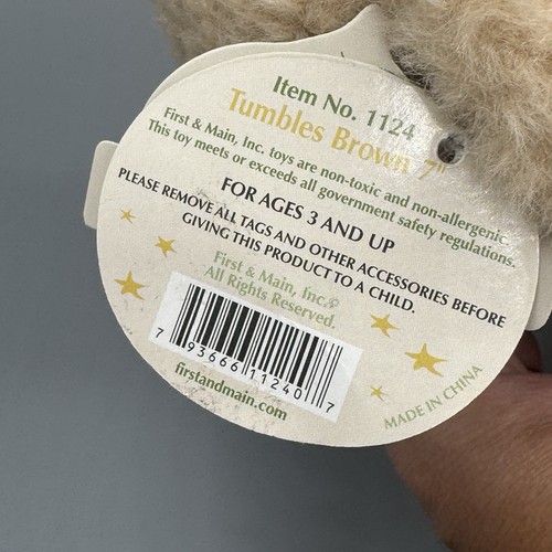 First & Main TUMBLES Brown Baby Bear 8" Baby Stuffed Toy Soft Features Lovey - Picture 8 of 9